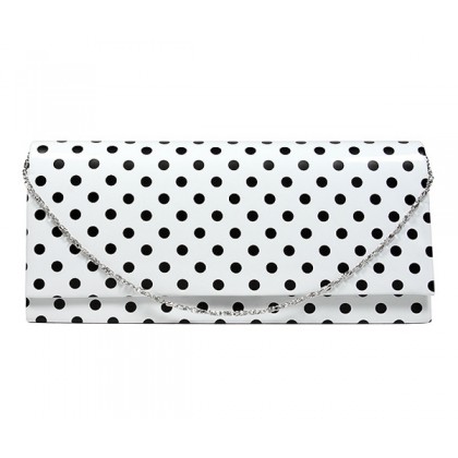 Evening Bag - 12 PCS - Glossy Polka Dots - White - BG-92120W